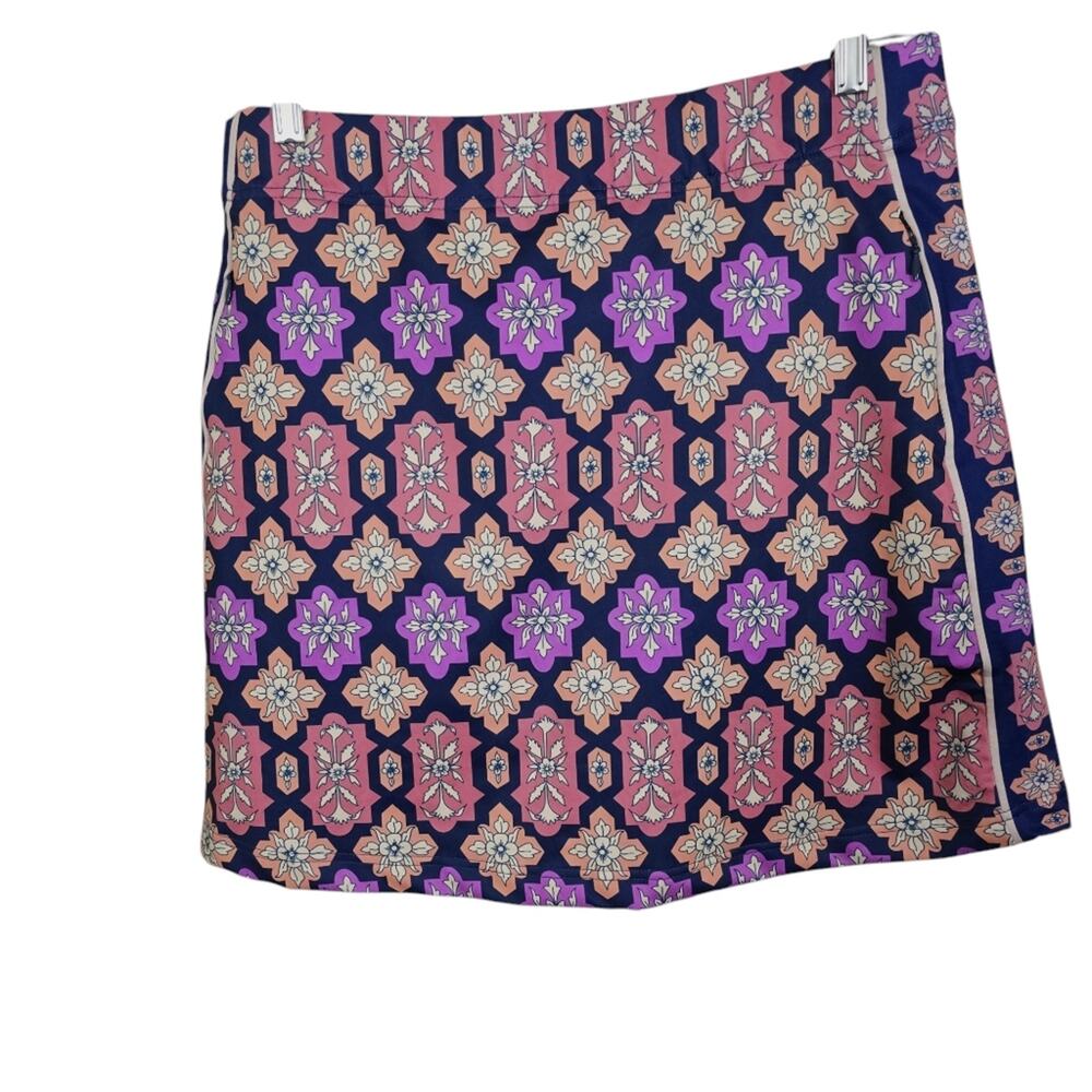 Gretchen Scott Skippy Skirt Shrimp Haveli Print Pickleball Golf Stretch Tennis S
